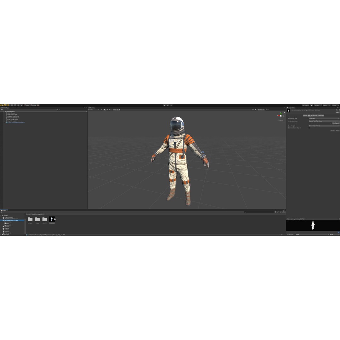 Space Suit 3D Model – Low Poly Rigged Character for Games, FBX