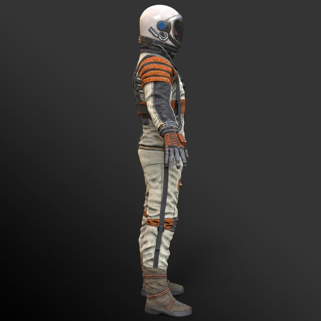 Space Suit 3D Model – Low Poly Rigged Character for Games, FBX - View 11