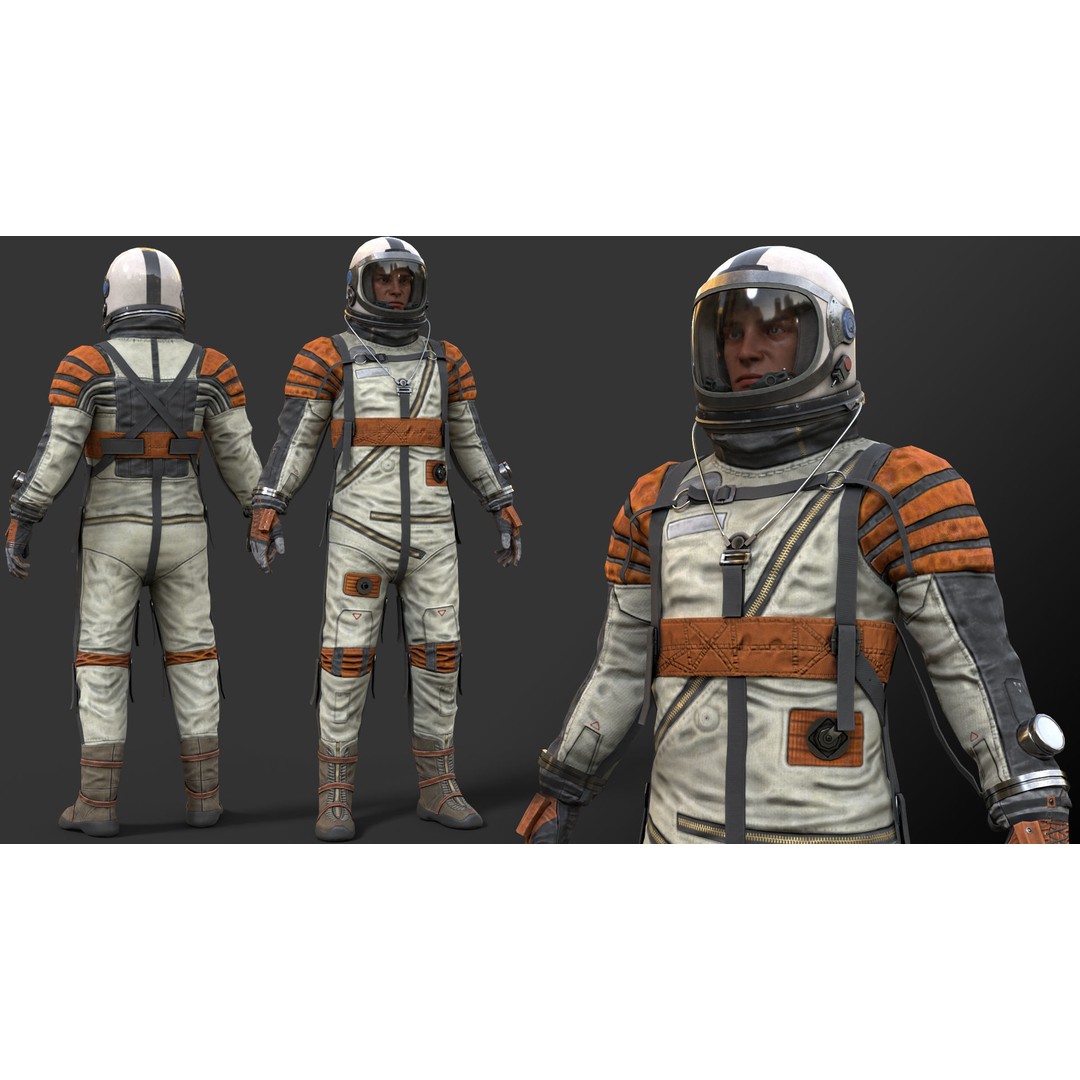 Space Suit 3D Model – Low Poly Rigged Character for Games, FBX - View 7
