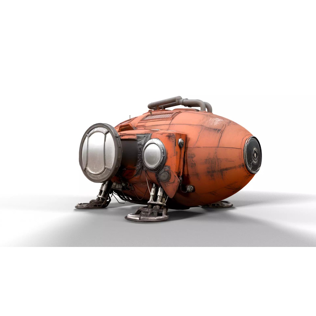 Stylized Sci-Fi Exploration Pod 3D Model – Low Poly Game Asset, FBX - View 10