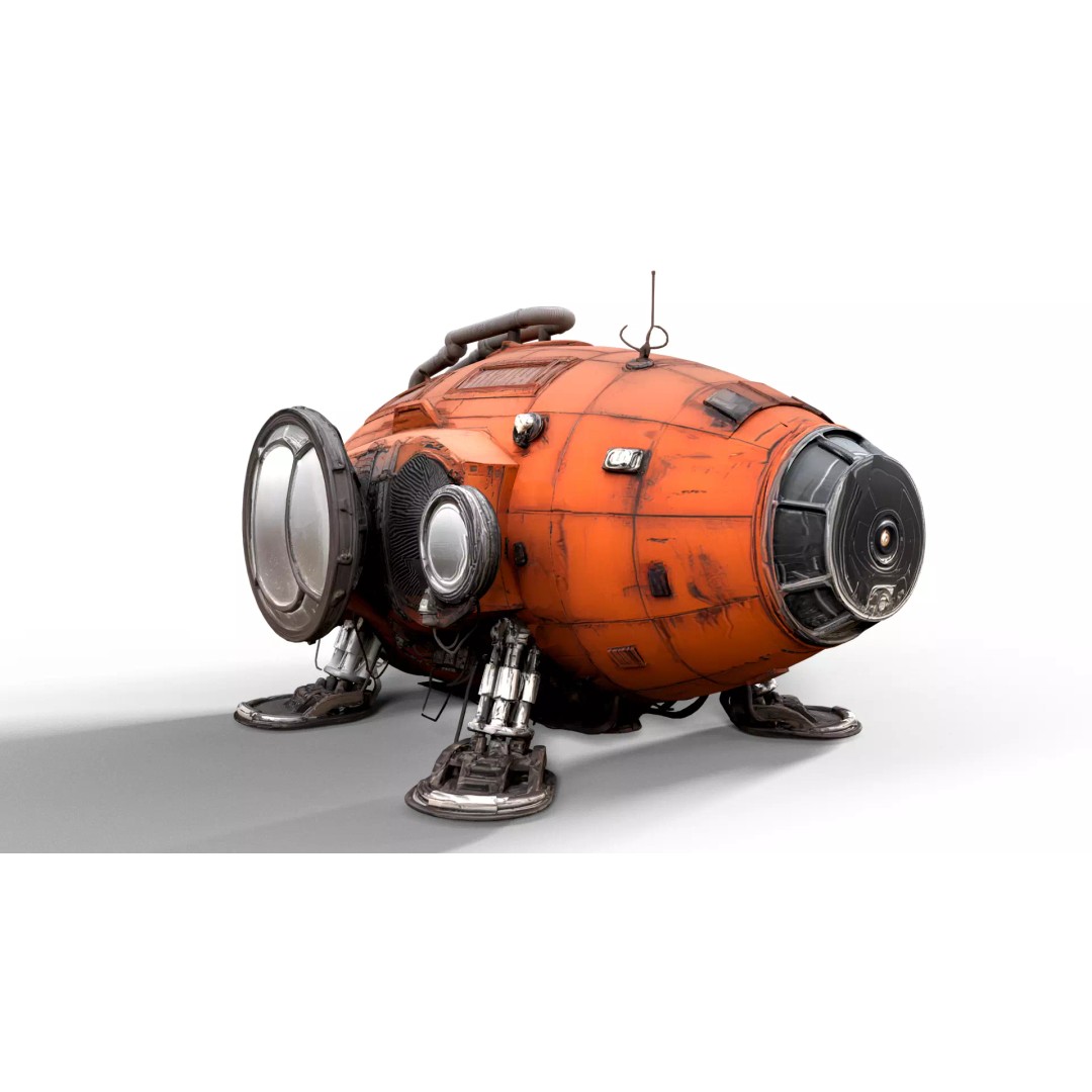 Stylized Sci-Fi Exploration Pod 3D Model – Low Poly Game Asset, FBX - View 11