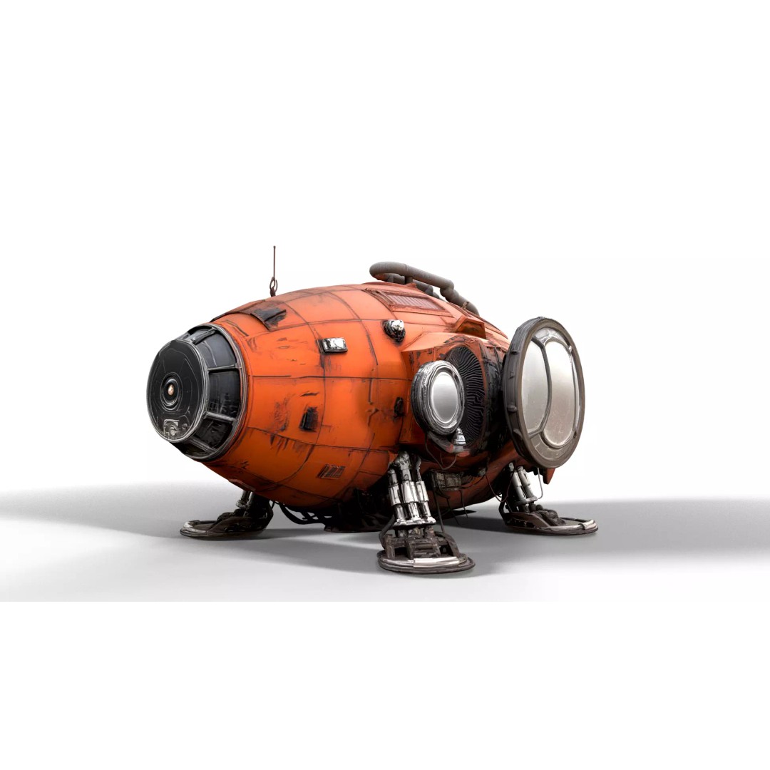 Stylized Sci-Fi Exploration Pod 3D Model – Low Poly Game Asset, FBX - View 2