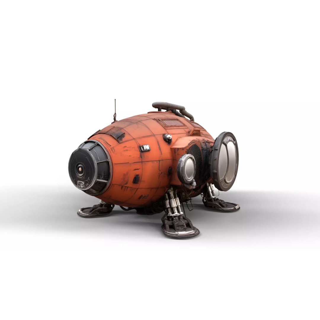 Stylized Sci-Fi Exploration Pod 3D Model – Low Poly Game Asset, FBX - View 3