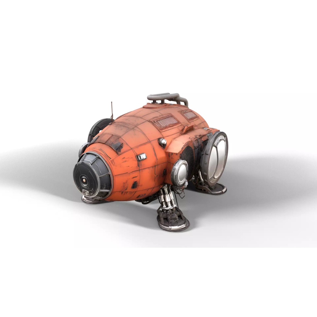 Stylized Sci-Fi Exploration Pod 3D Model – Low Poly Game Asset, FBX - View 4