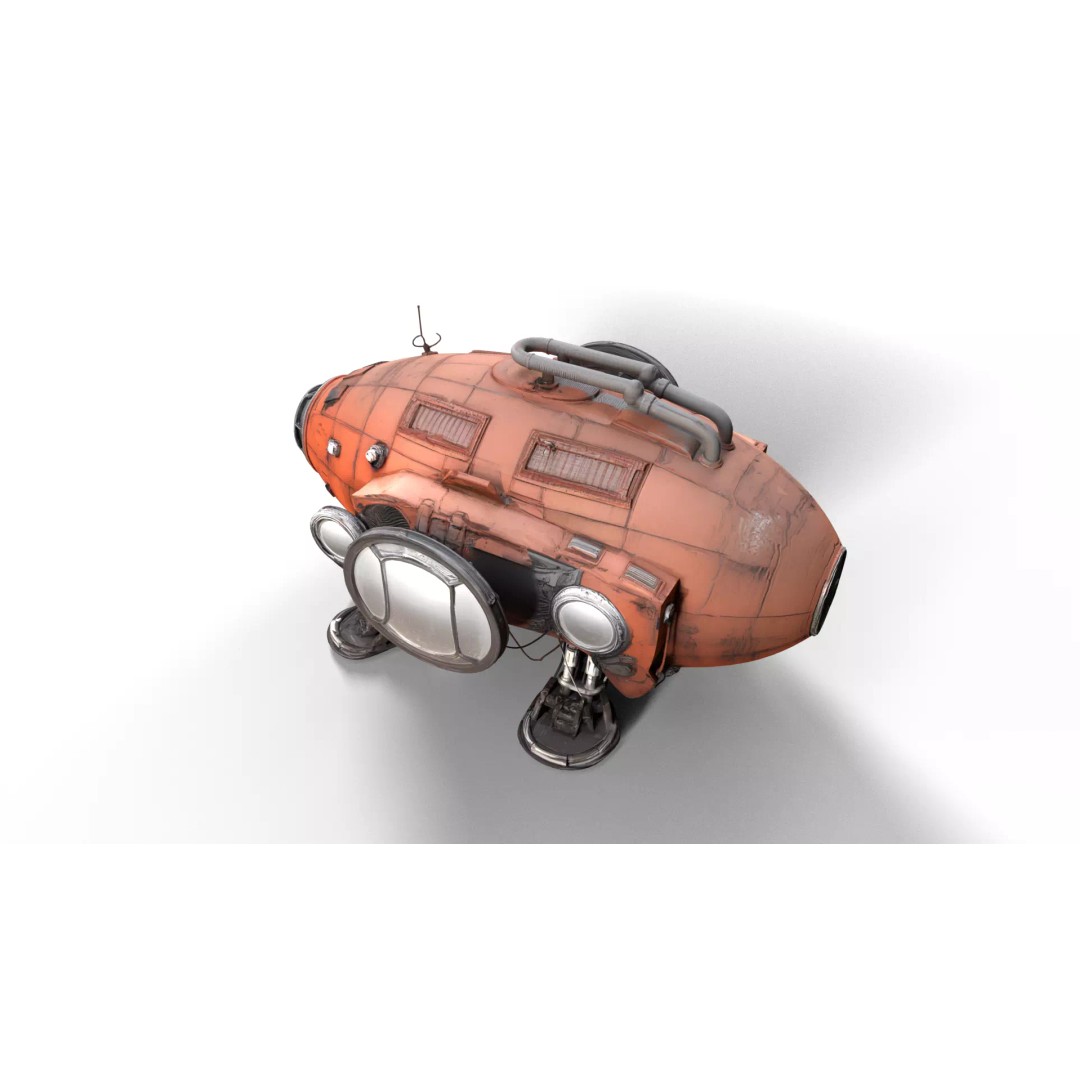 Stylized Sci-Fi Exploration Pod 3D Model – Low Poly Game Asset, FBX - View 5