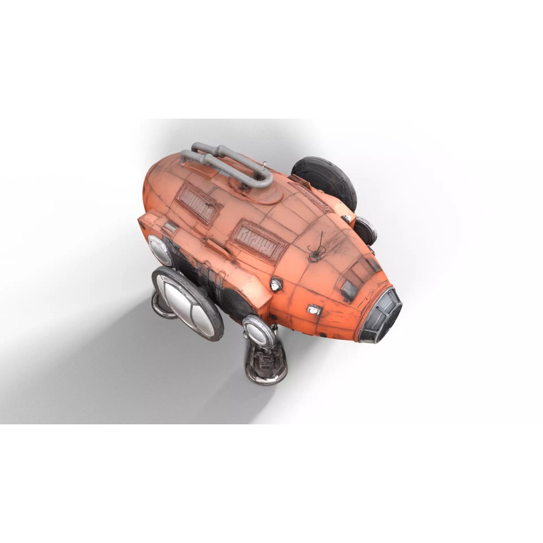Stylized Sci-Fi Exploration Pod 3D Model – Low Poly Game Asset, FBX - View 6