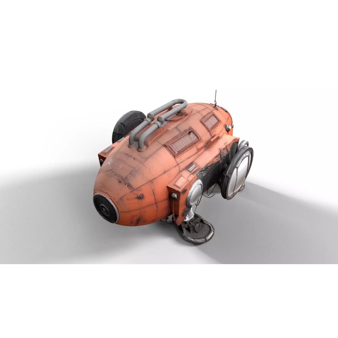 Stylized Sci-Fi Exploration Pod 3D Model – Low Poly Game Asset, FBX - View 7