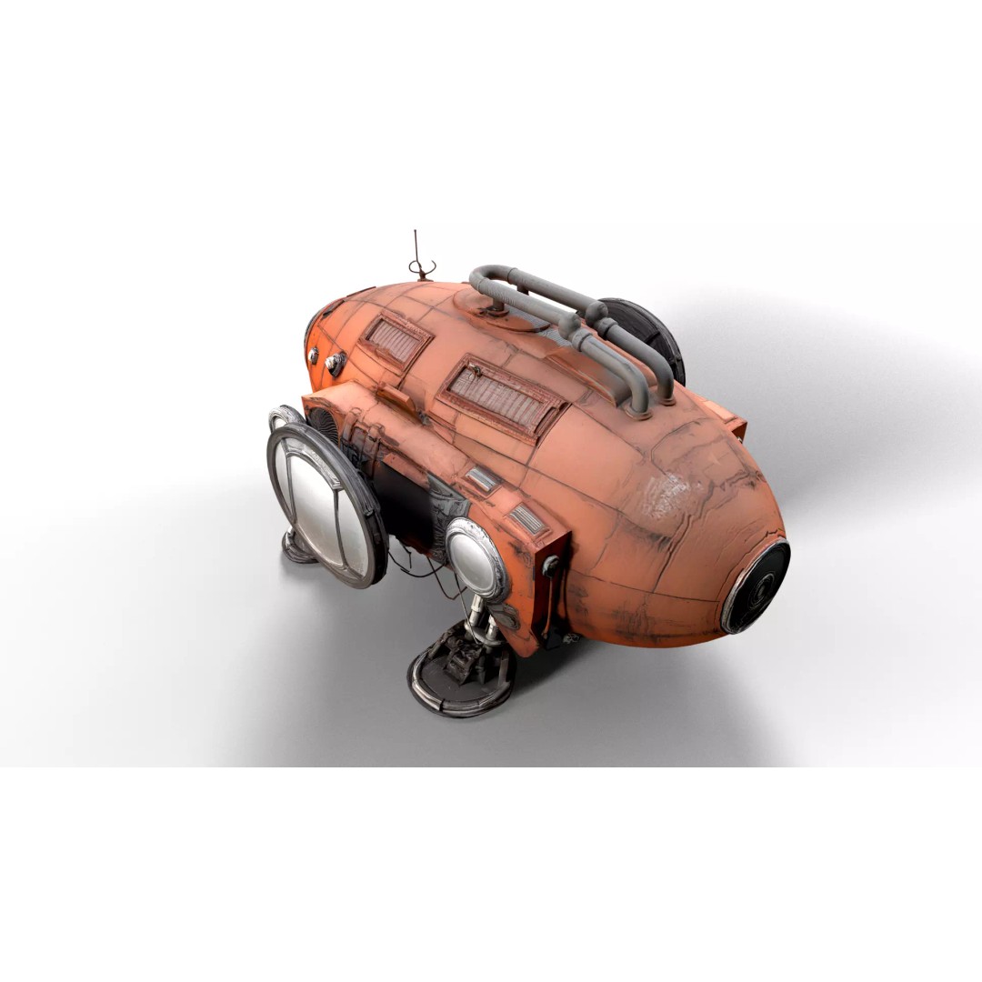 Stylized Sci-Fi Exploration Pod 3D Model – Low Poly Game Asset, FBX - View 8