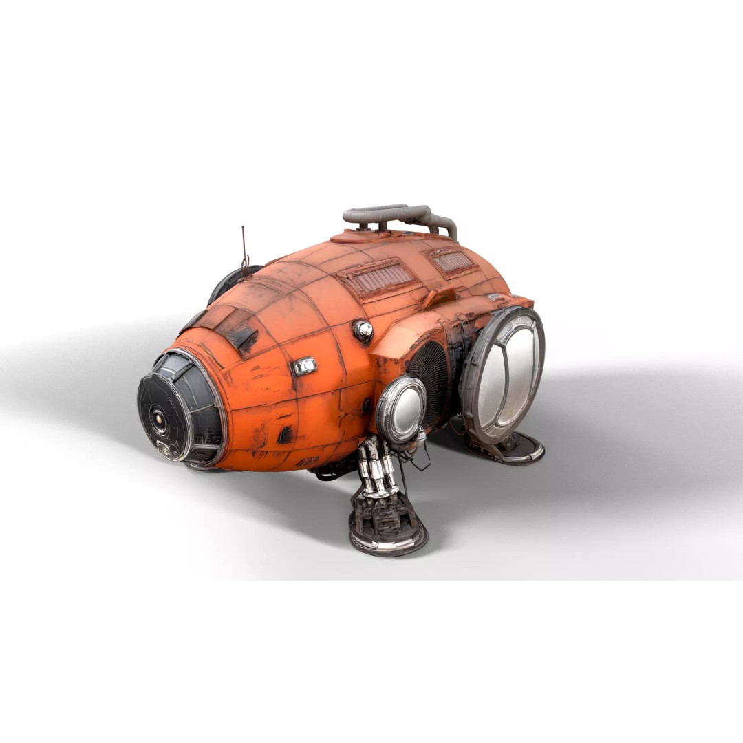 Stylized Sci-Fi Exploration Pod 3D Model – Low Poly Game Asset, FBX - View 9