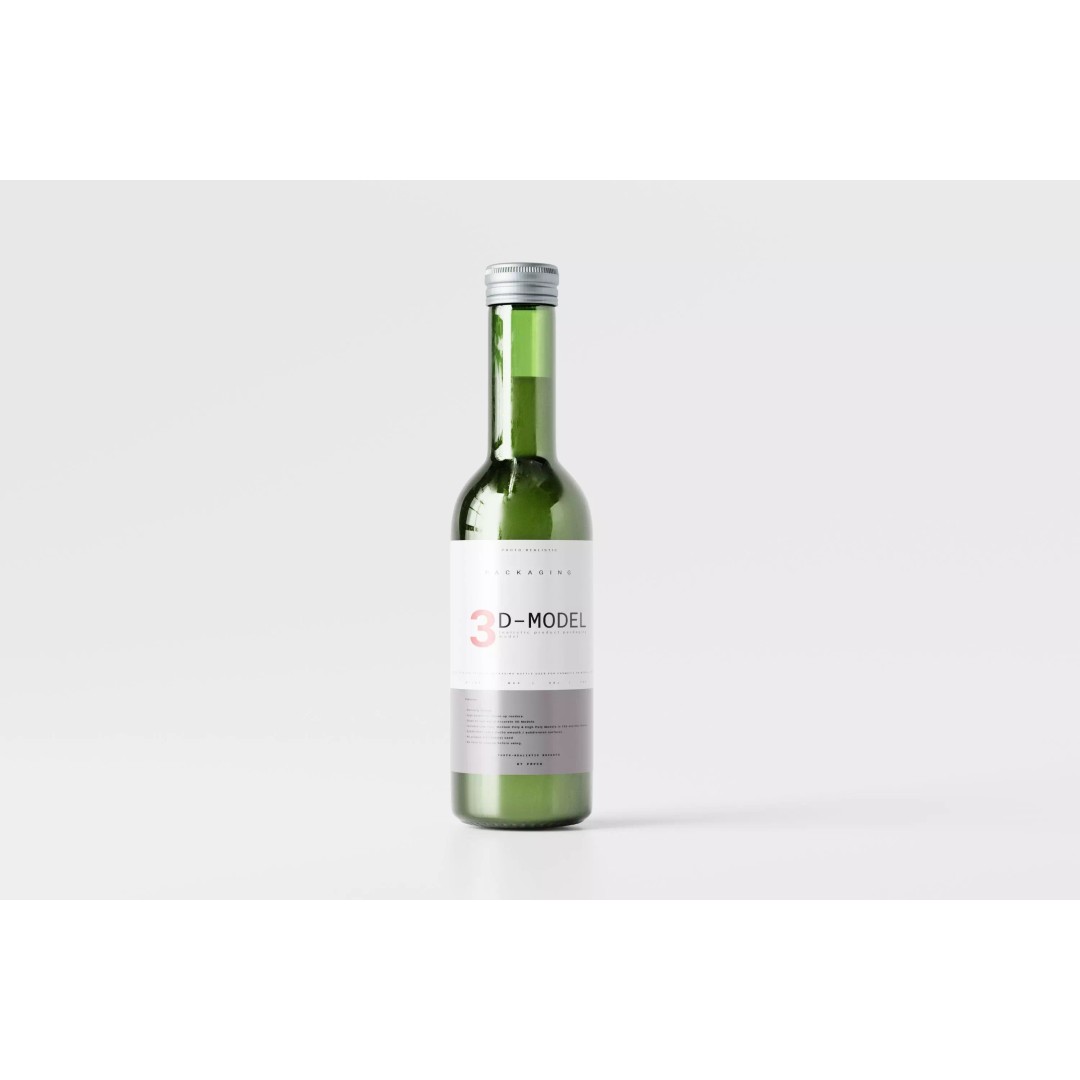 Clear Green Beer Bottle 3D Model – Low Poly PBR Asset, FBX, OBJ - View 2