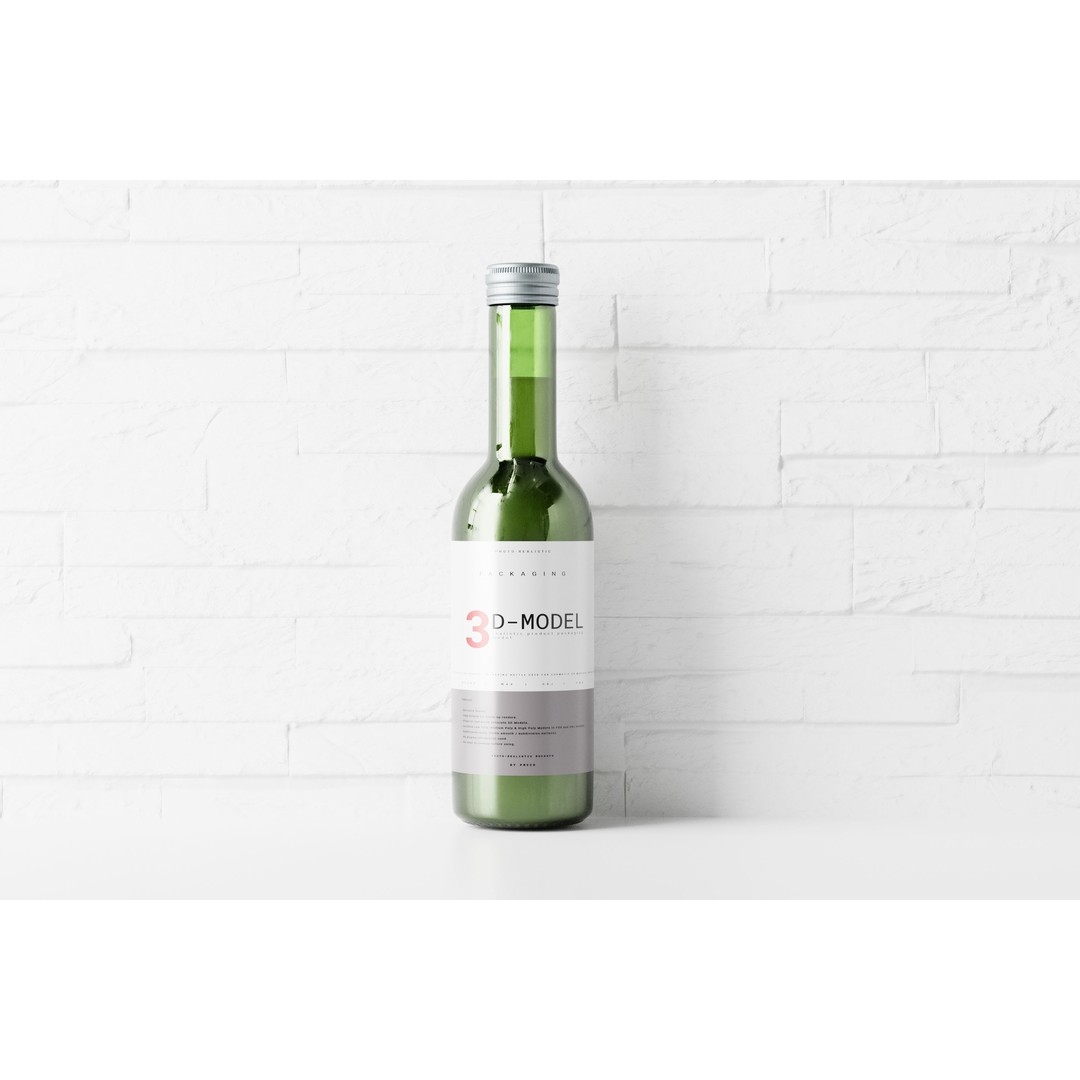 Clear Green Beer Bottle 3D Model – Low Poly PBR Asset, FBX, OBJ - View 7