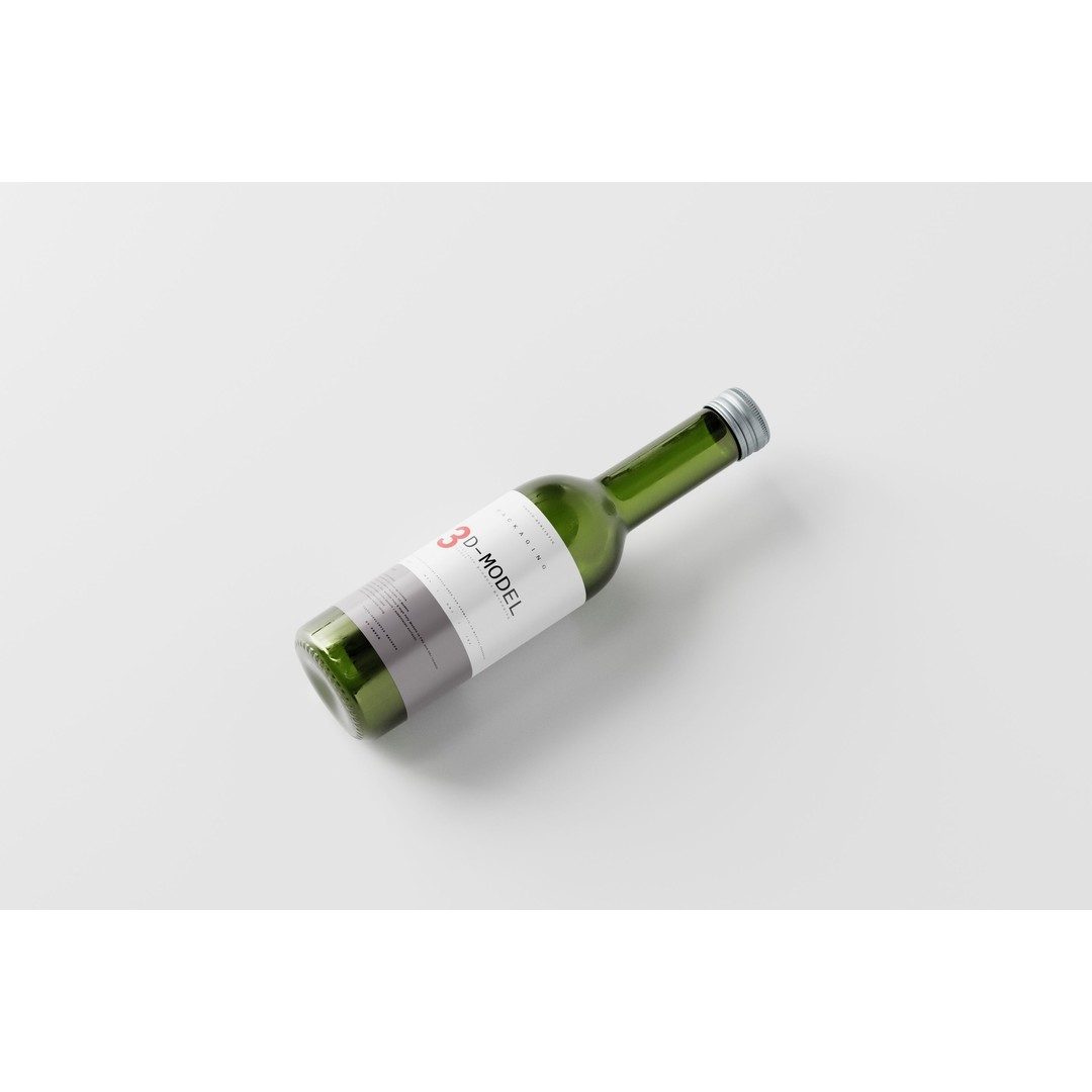 Clear Green Beer Bottle 3D Model – Low Poly PBR Asset, FBX, OBJ - View 8