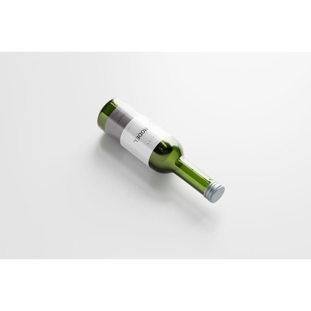 Clear Green Beer Bottle 3D Model – Low Poly PBR Asset, FBX, OBJ - View 9