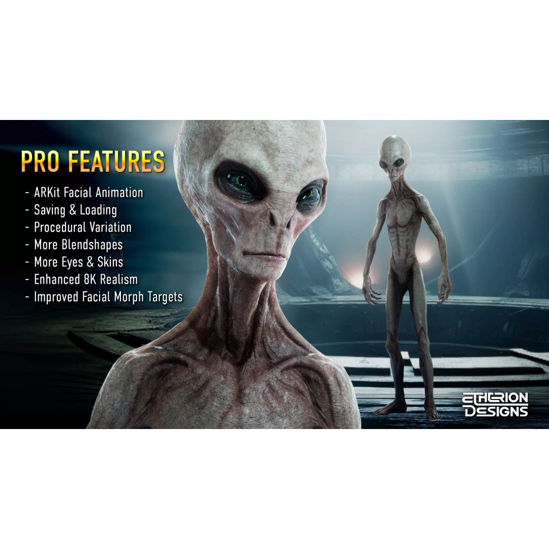 Grey Alien 3D Model – Low Poly Rigged Sci-Fi Character, FBX - View 11