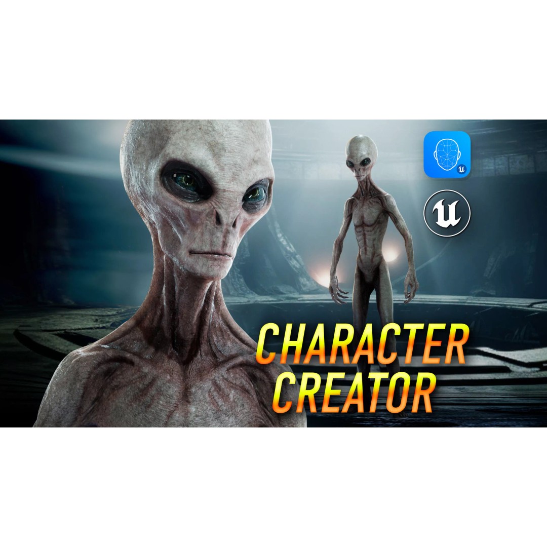 Grey Alien 3D Model – Low Poly Rigged Sci-Fi Character, FBX - View 2
