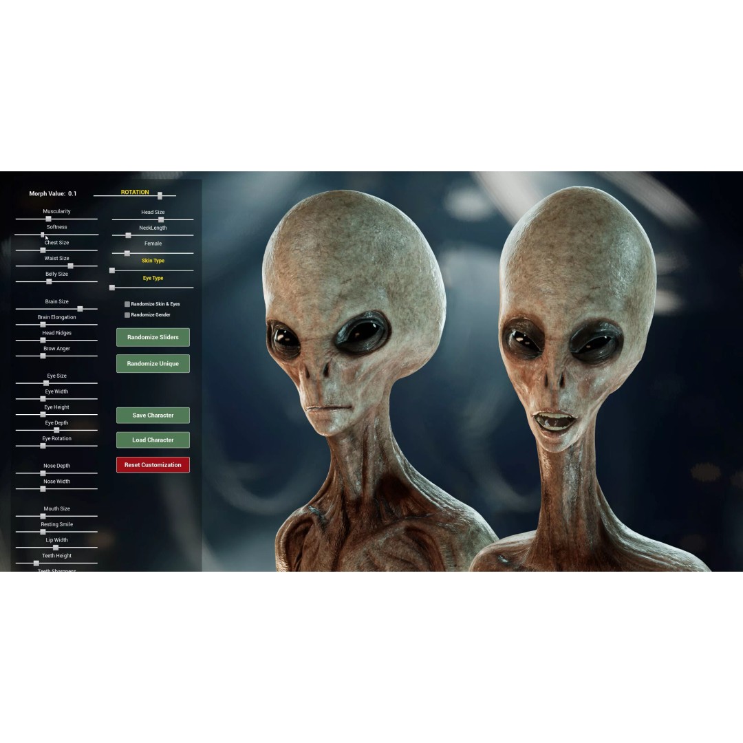 Grey Alien 3D Model – Low Poly Rigged Sci-Fi Character, FBX - View 3