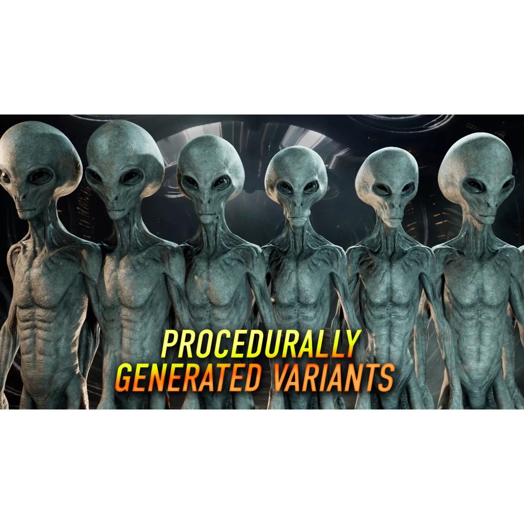 Grey Alien 3D Model – Low Poly Rigged Sci-Fi Character, FBX - View 8