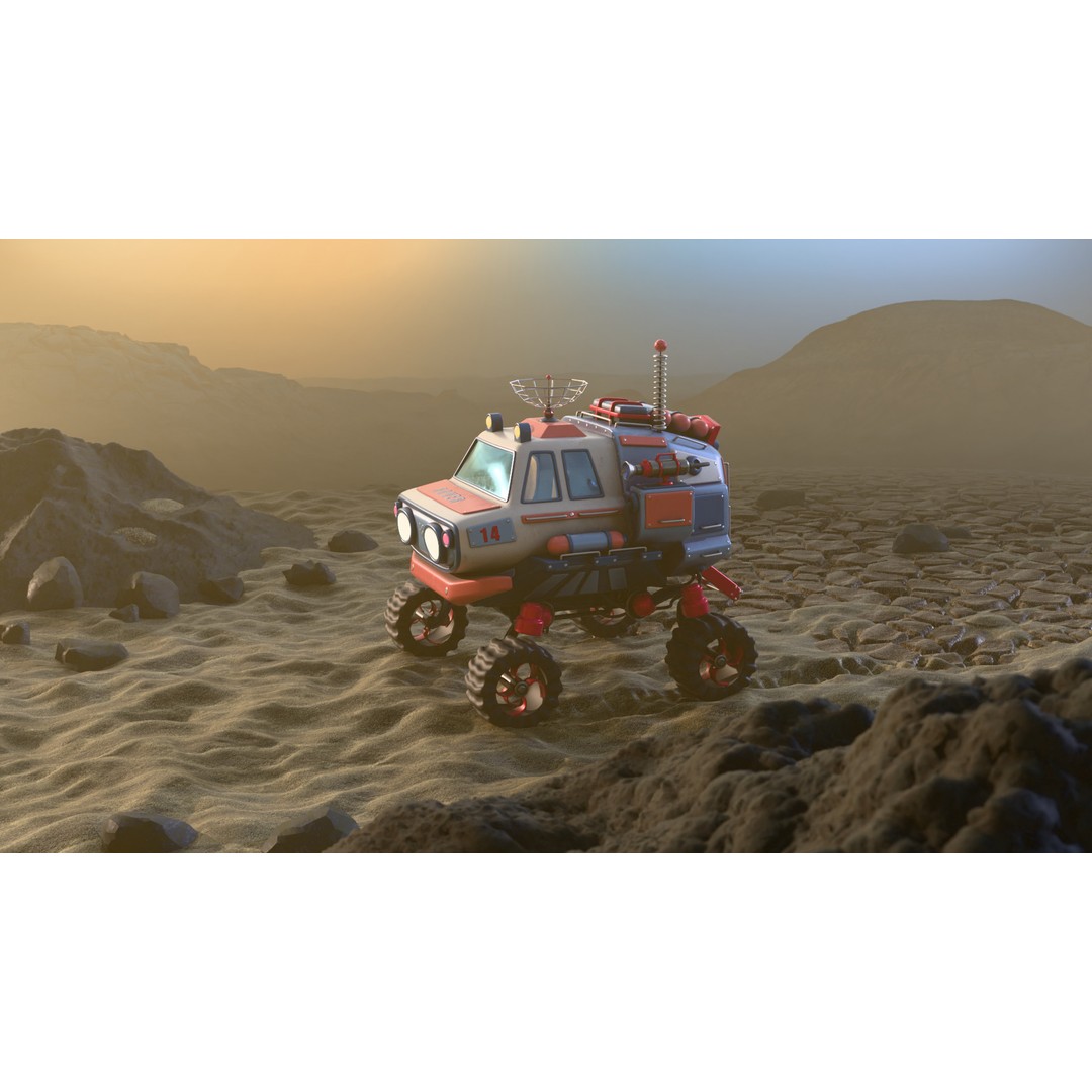 Stylized Planetary Rover 3D Model – PBR Game Asset, Blender, FBX, OBJ - View 3