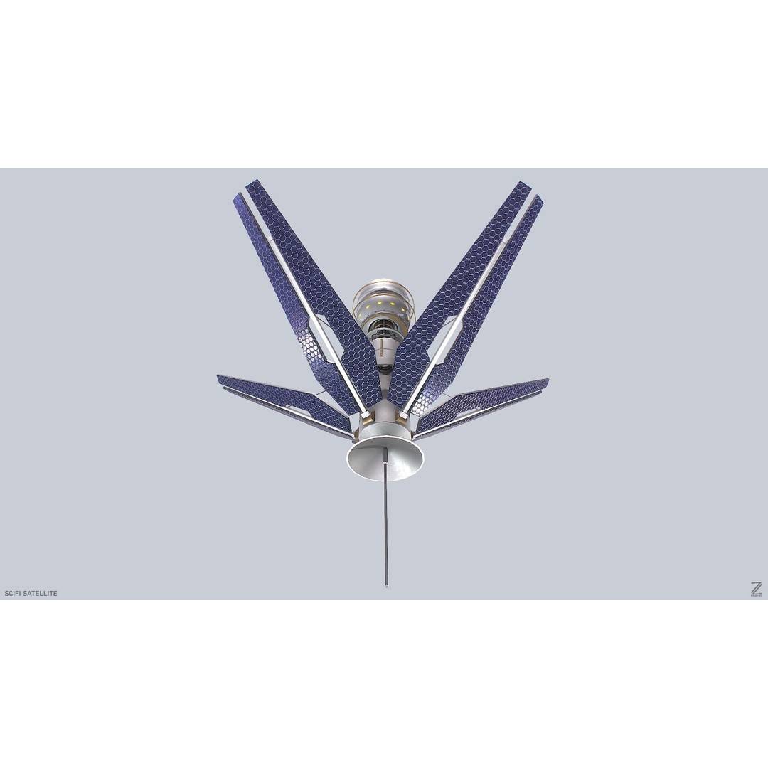 Sci-Fi Satellite 3D Model – Low Poly Game Asset, FBX & OBJ Formats - View 3