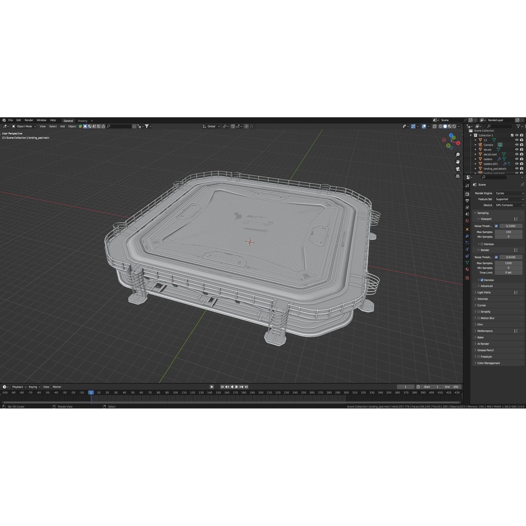 Sci-Fi Landing Pad - High-Poly 3D Model