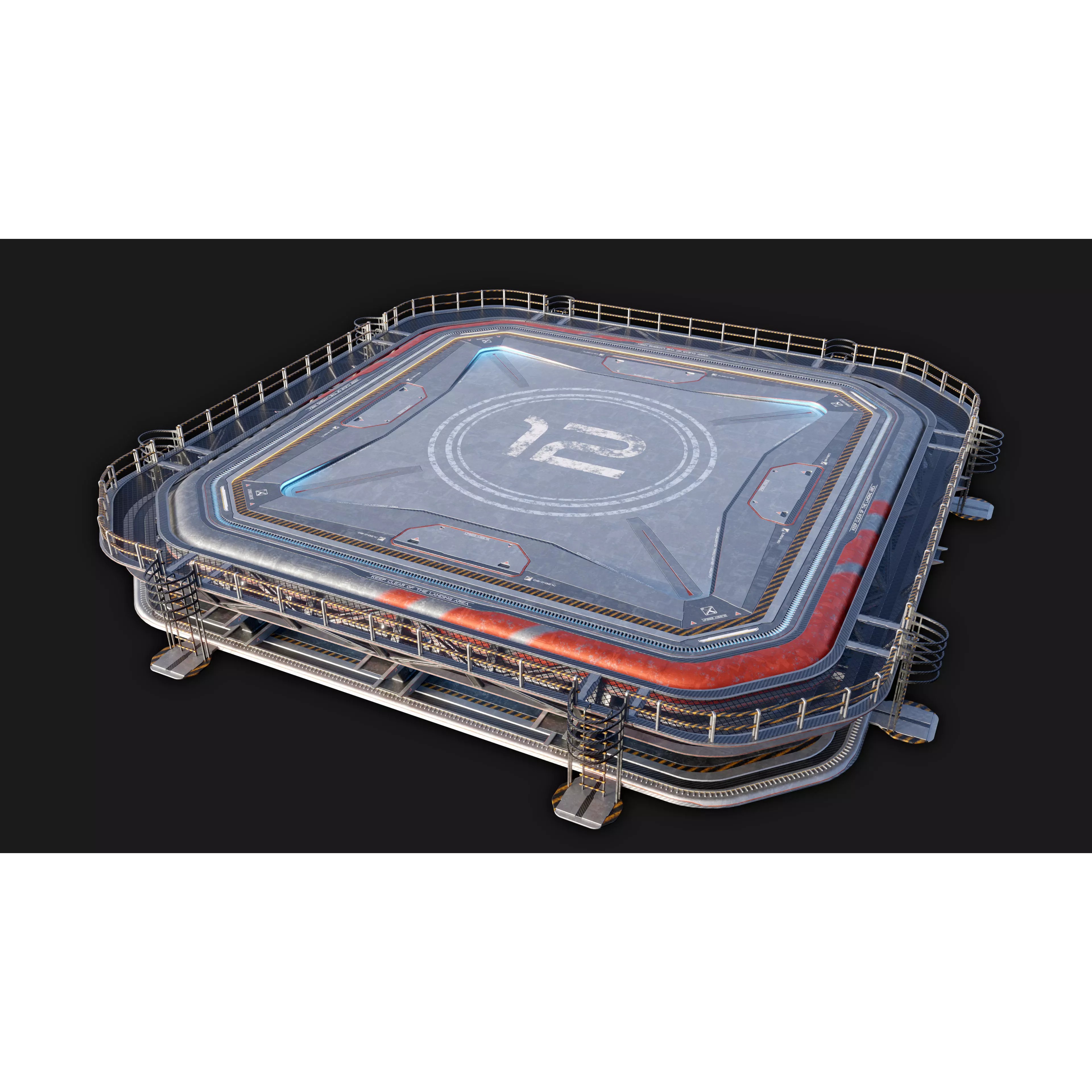 Sci-Fi Landing Pad - High-Poly 3D Model - View 2