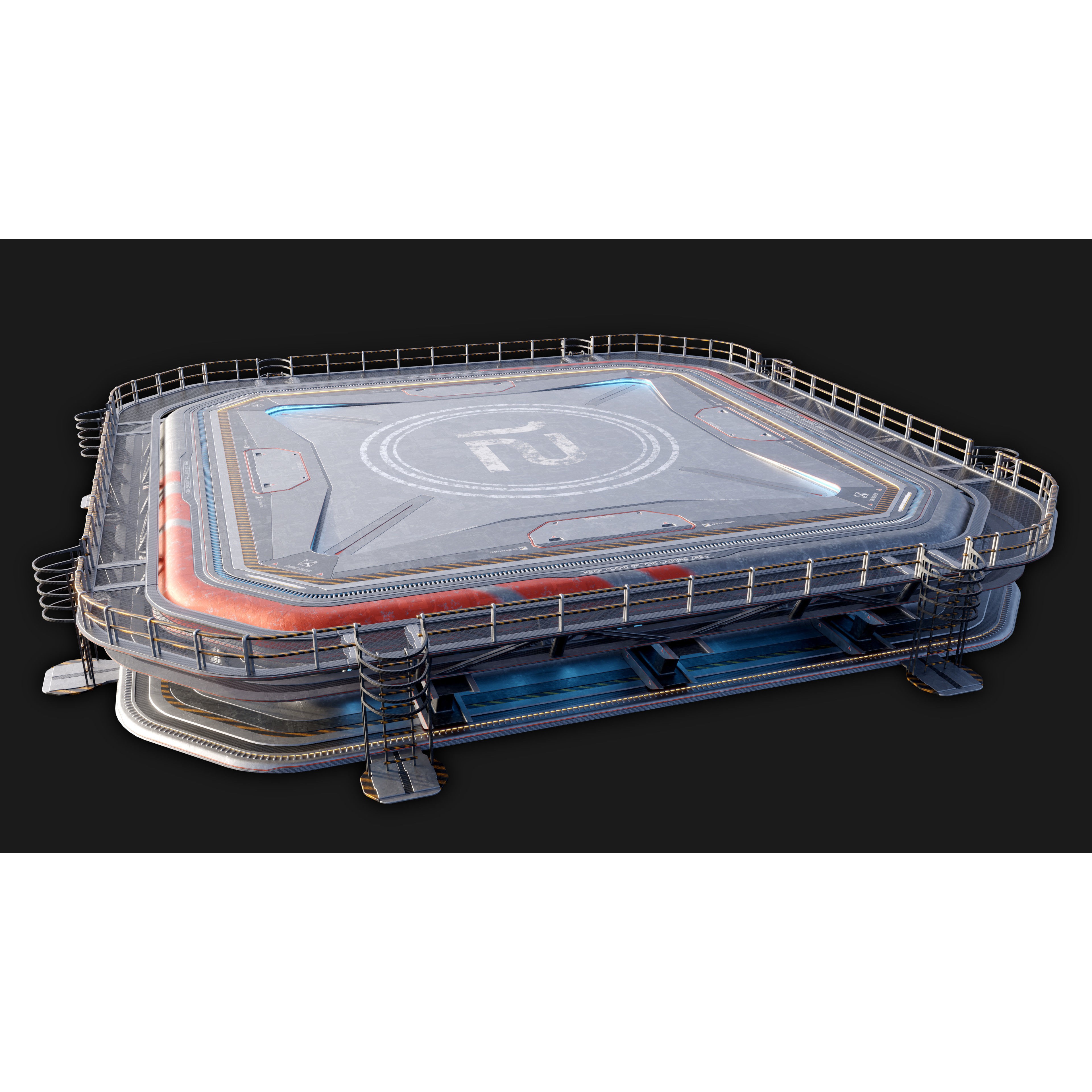 Sci-Fi Landing Pad - High-Poly 3D Model - View 3