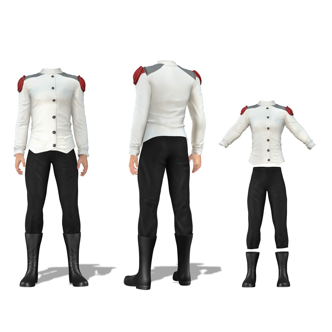 Men's Space Agent Outfit 3D Model – Low Poly Game Asset, FBX - View 3