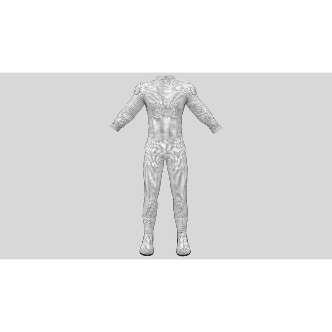 Men's Space Agent Outfit 3D Model – Low Poly Game Asset, FBX - View 7