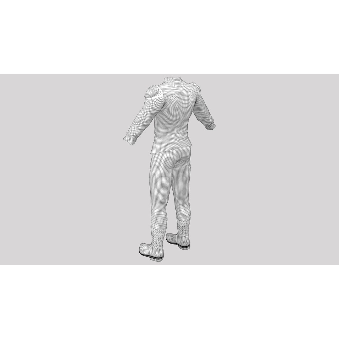 Men's Space Agent Outfit 3D Model – Low Poly Game Asset, FBX - View 8