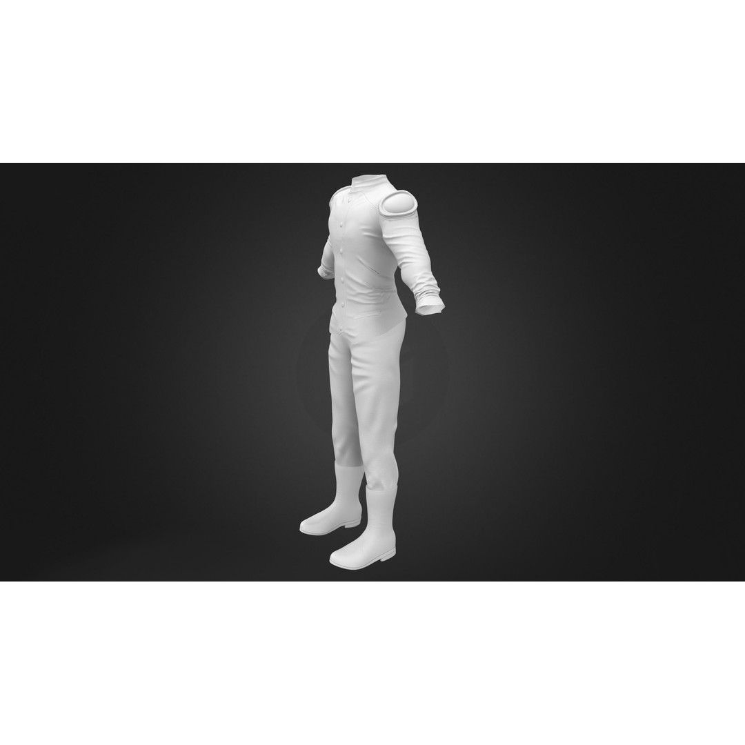 Men's Space Agent Outfit 3D Model – Low Poly Game Asset, FBX - View 9