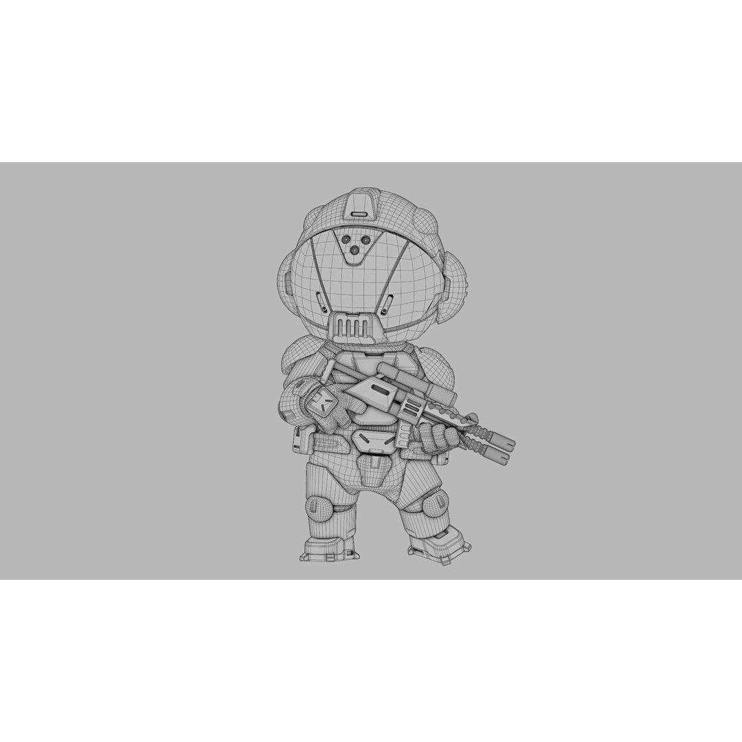 Toon Trooper BCC-4 3D Model – Rigged Sci-Fi Character, FBX, OBJ