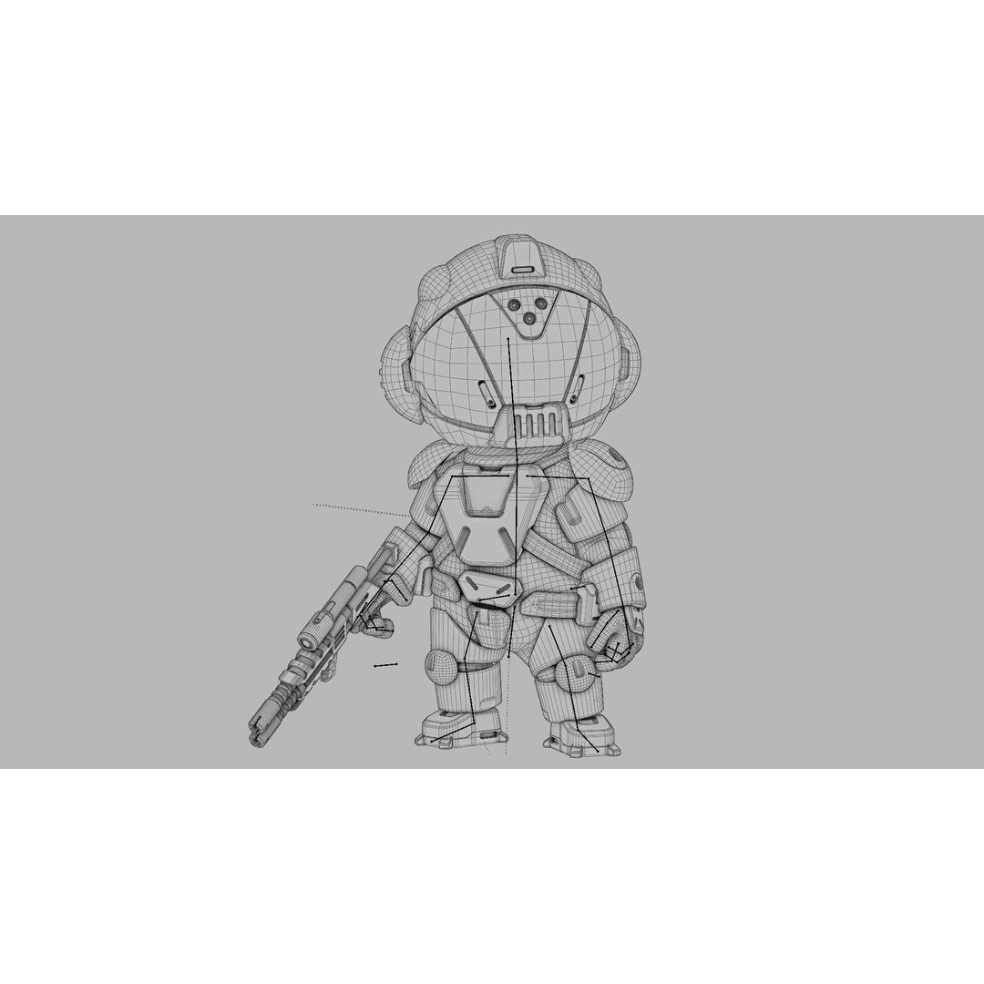 Toon Trooper BCC-4 3D Model – Rigged Sci-Fi Character, FBX, OBJ - View 38