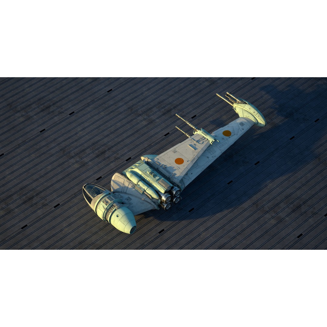 B-Wing Star Wars Fighter 3D Model – High Poly Animated Spaceship, FBX, OBJ - View 10