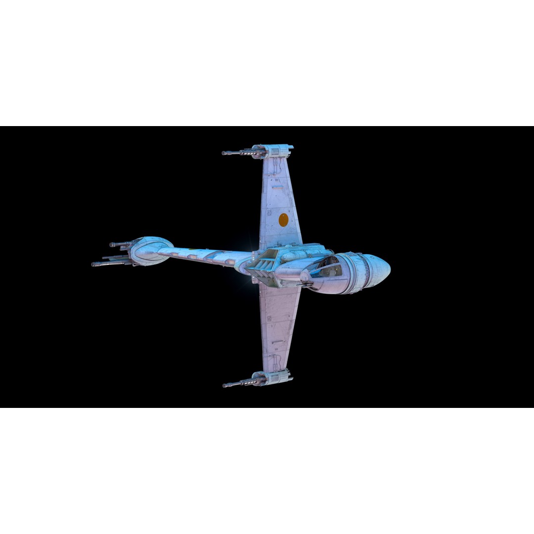 B-Wing Star Wars Fighter 3D Model – High Poly Animated Spaceship, FBX, OBJ - View 15