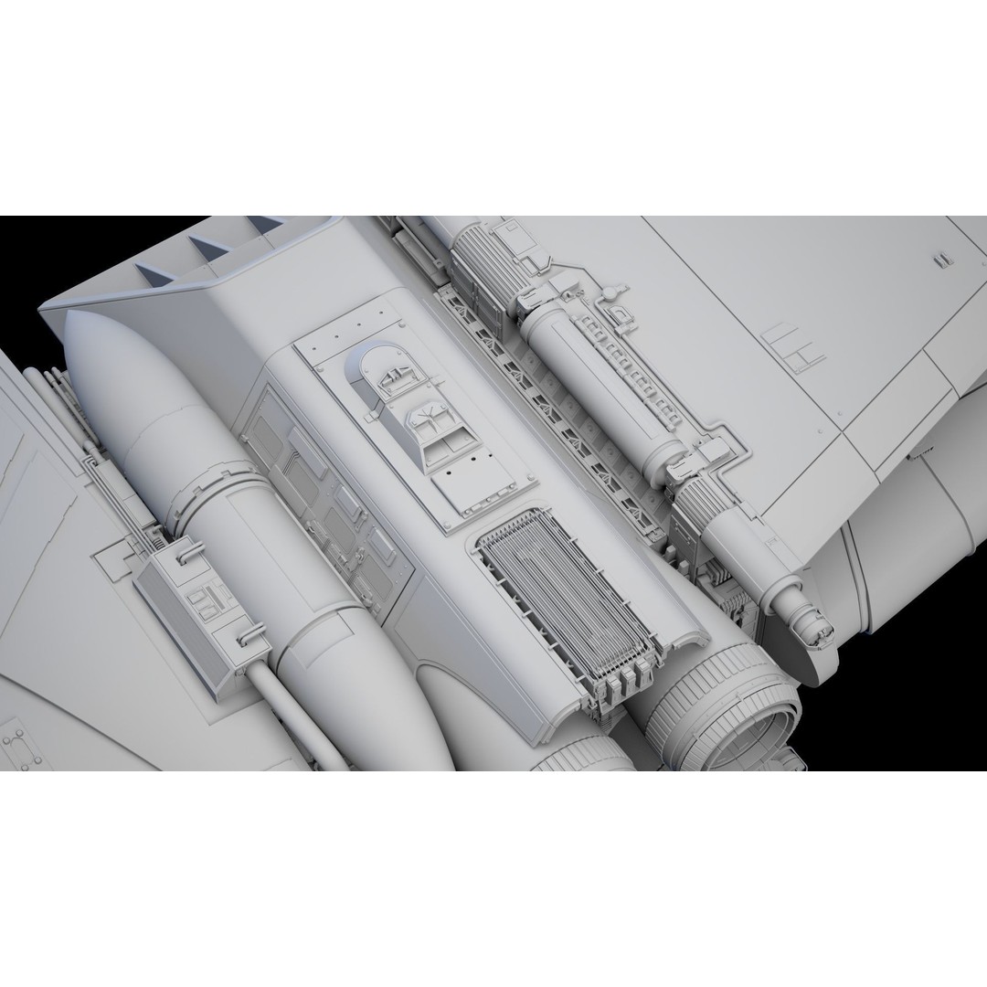B-Wing Star Wars Fighter 3D Model – High Poly Animated Spaceship, FBX, OBJ - View 16