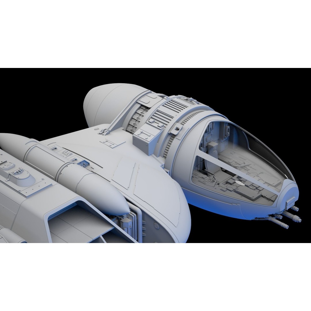 B-Wing Star Wars Fighter 3D Model – High Poly Animated Spaceship, FBX, OBJ - View 17