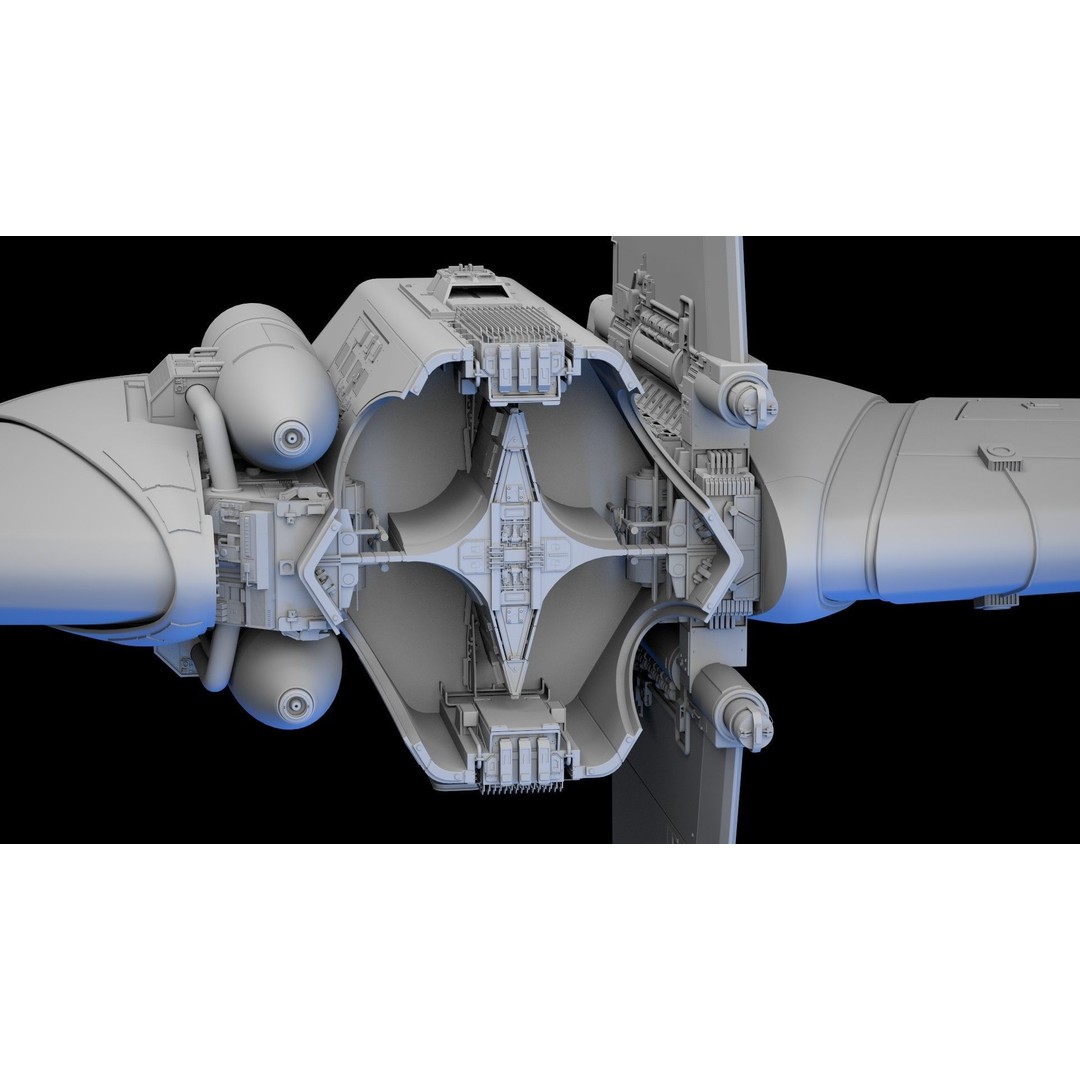 B-Wing Star Wars Fighter 3D Model – High Poly Animated Spaceship, FBX, OBJ - View 19