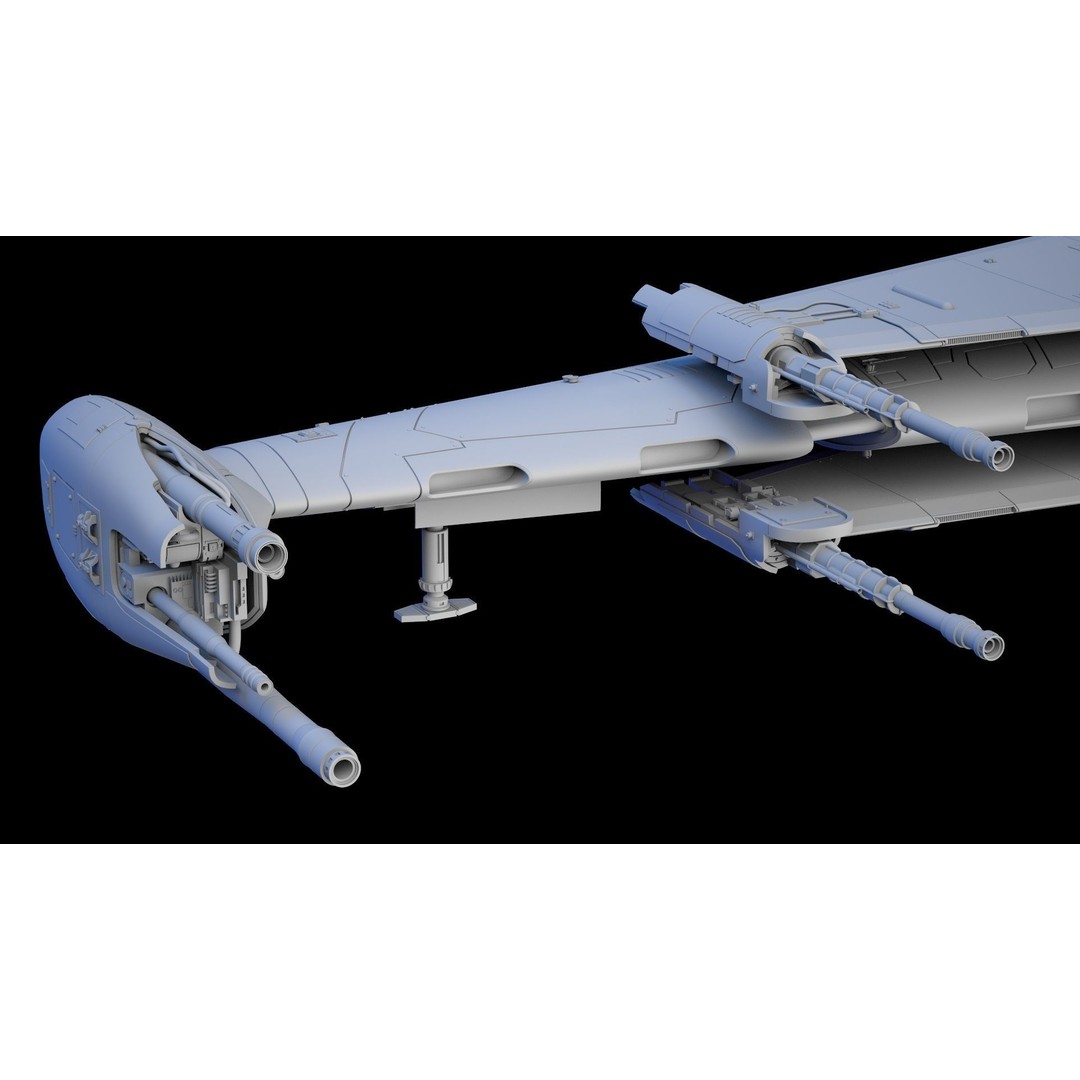 B-Wing Star Wars Fighter 3D Model – High Poly Animated Spaceship, FBX, OBJ - View 20