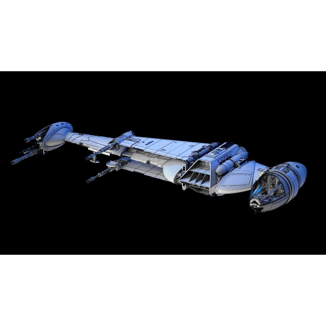 B-Wing Star Wars Fighter 3D Model – High Poly Animated Spaceship, FBX, OBJ - View 21