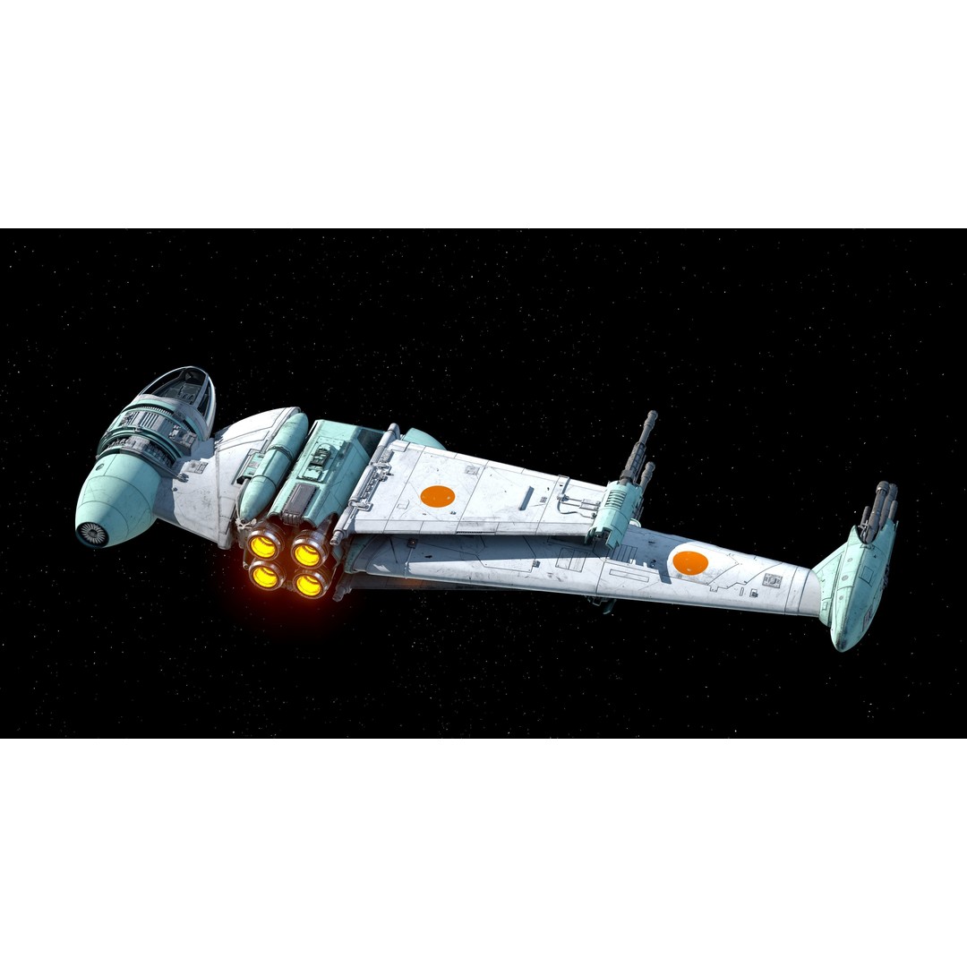 B-Wing Star Wars Fighter 3D Model – High Poly Animated Spaceship, FBX, OBJ - View 5