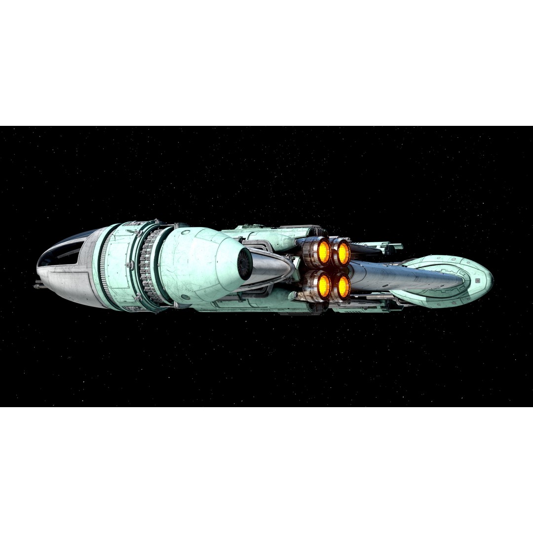B-Wing Star Wars Fighter 3D Model – High Poly Animated Spaceship, FBX, OBJ - View 7