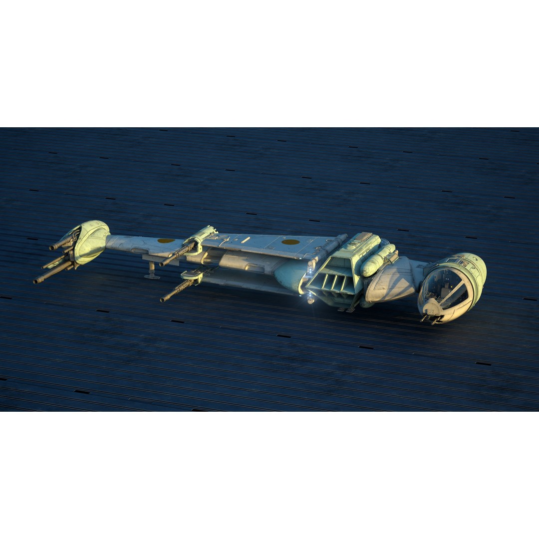 B-Wing Star Wars Fighter 3D Model – High Poly Animated Spaceship, FBX, OBJ - View 9