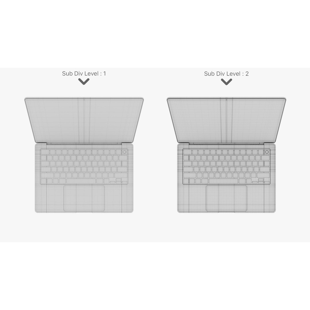Apple MacBook Pro 14 3D Model – Detailed PBR Asset, FBX, OBJ - View 35