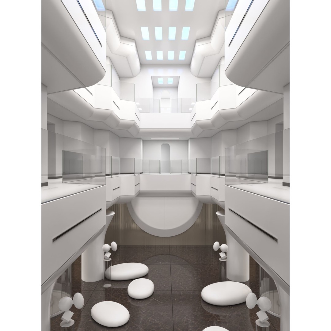 Futuristic Shopping Center 3D Model – High Quality Interior with Atrium - View 10