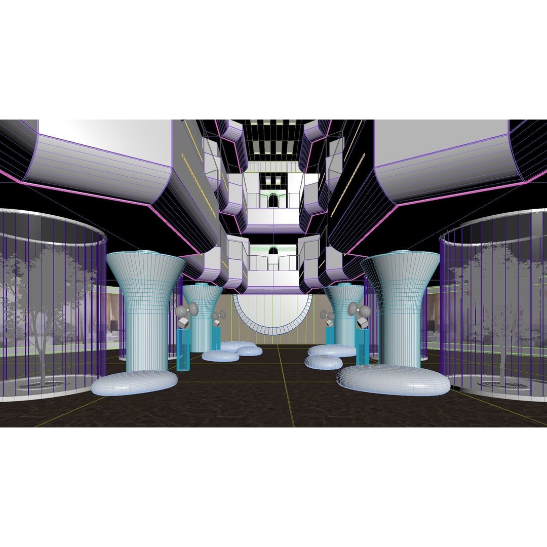 Futuristic Shopping Center 3D Model – High Quality Interior with Atrium - View 17