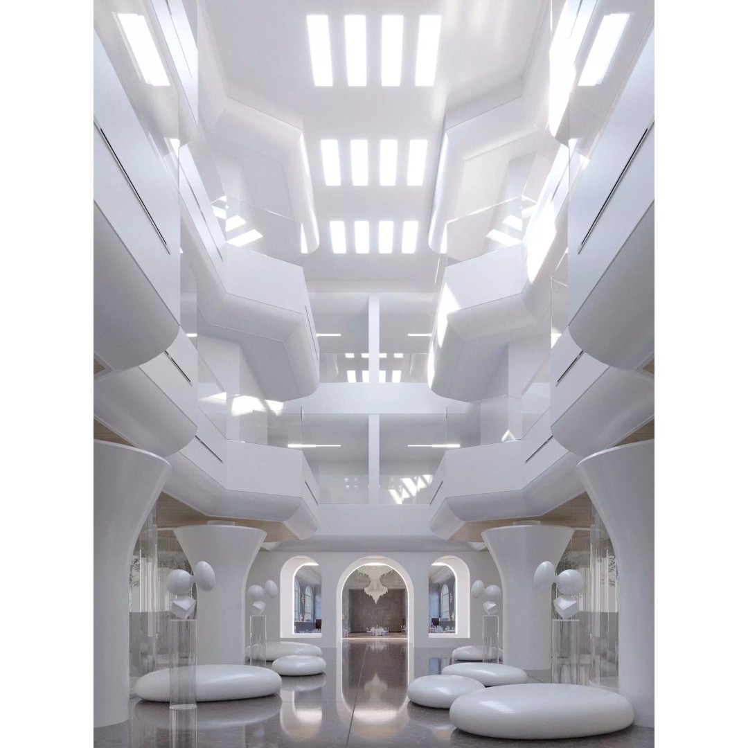 Futuristic Shopping Center 3D Model – High Quality Interior with Atrium - View 2