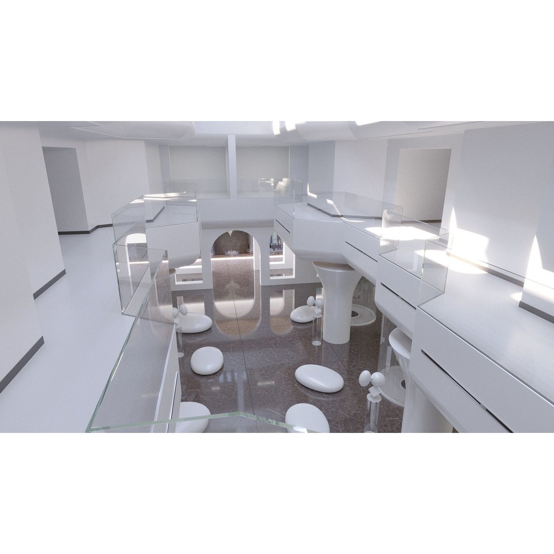 Futuristic Shopping Center 3D Model – High Quality Interior with Atrium - View 5