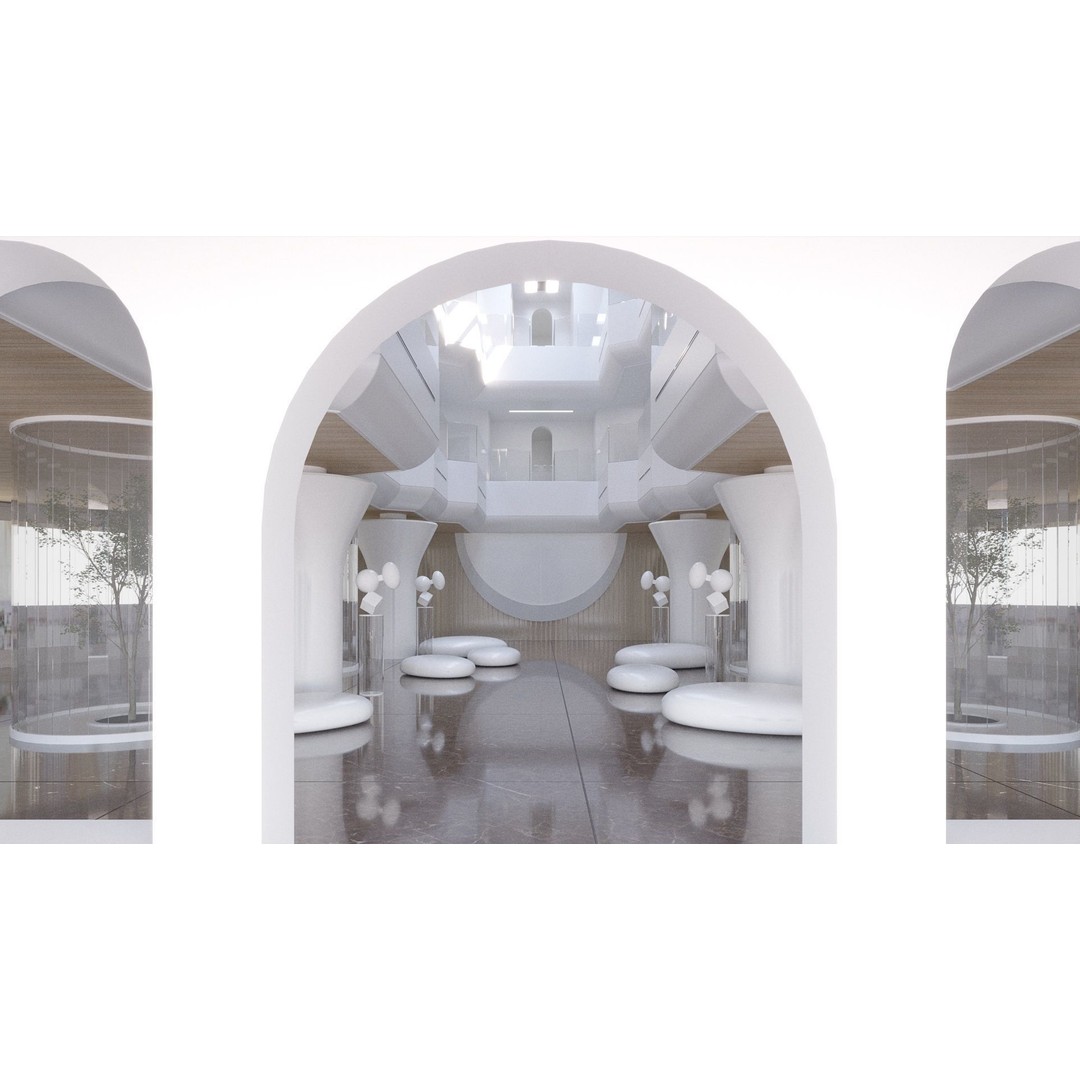 Futuristic Shopping Center 3D Model – High Quality Interior with Atrium - View 6