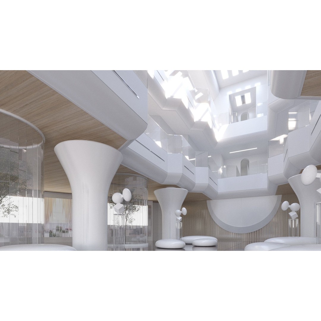Futuristic Shopping Center 3D Model – High Quality Interior with Atrium - View 7