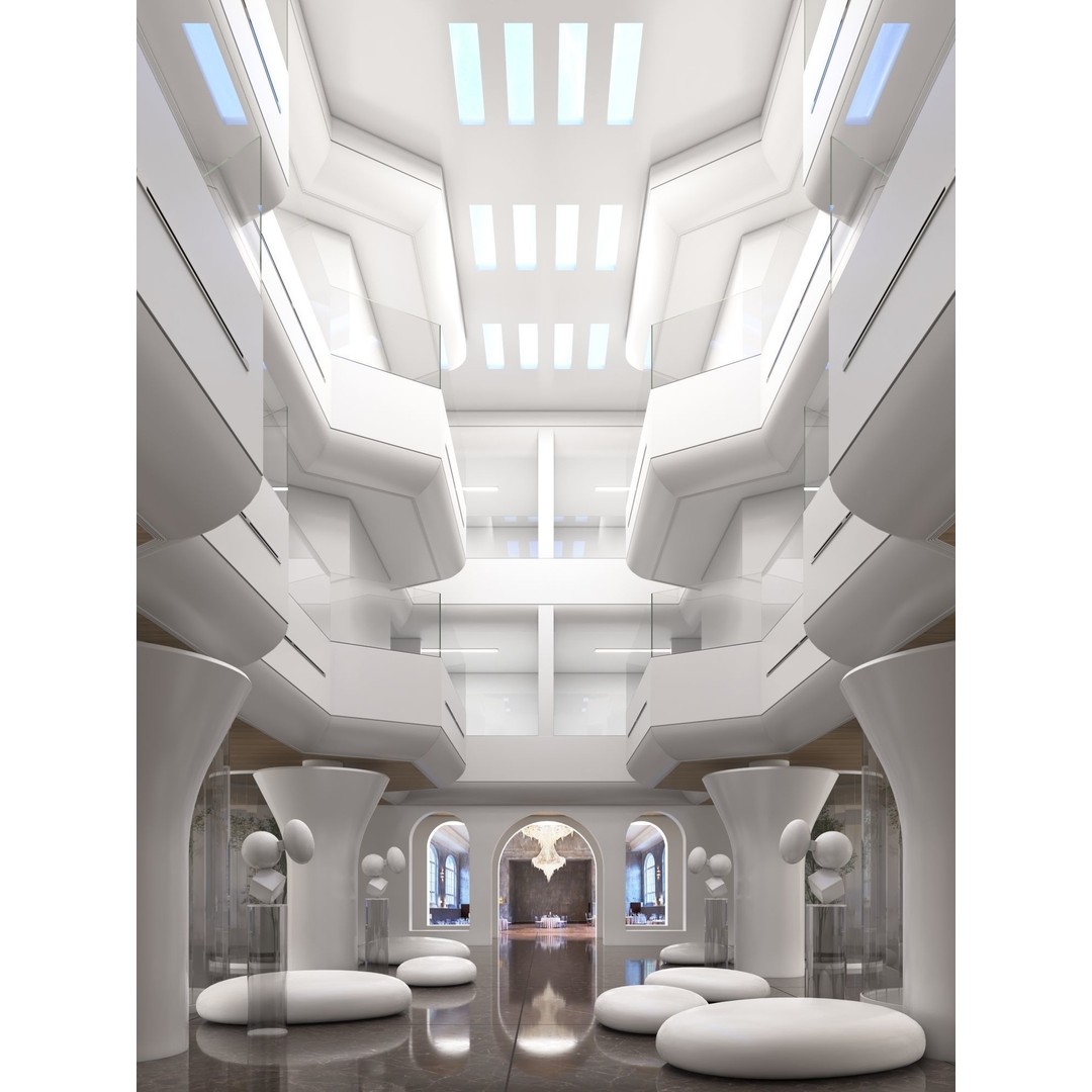 Futuristic Shopping Center 3D Model – High Quality Interior with Atrium - View 8